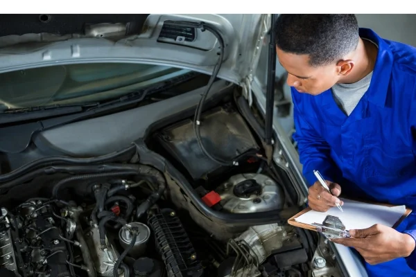 Electric-Vehicle-Servicing-in-Harlow-technician-inspecting-ev-engine