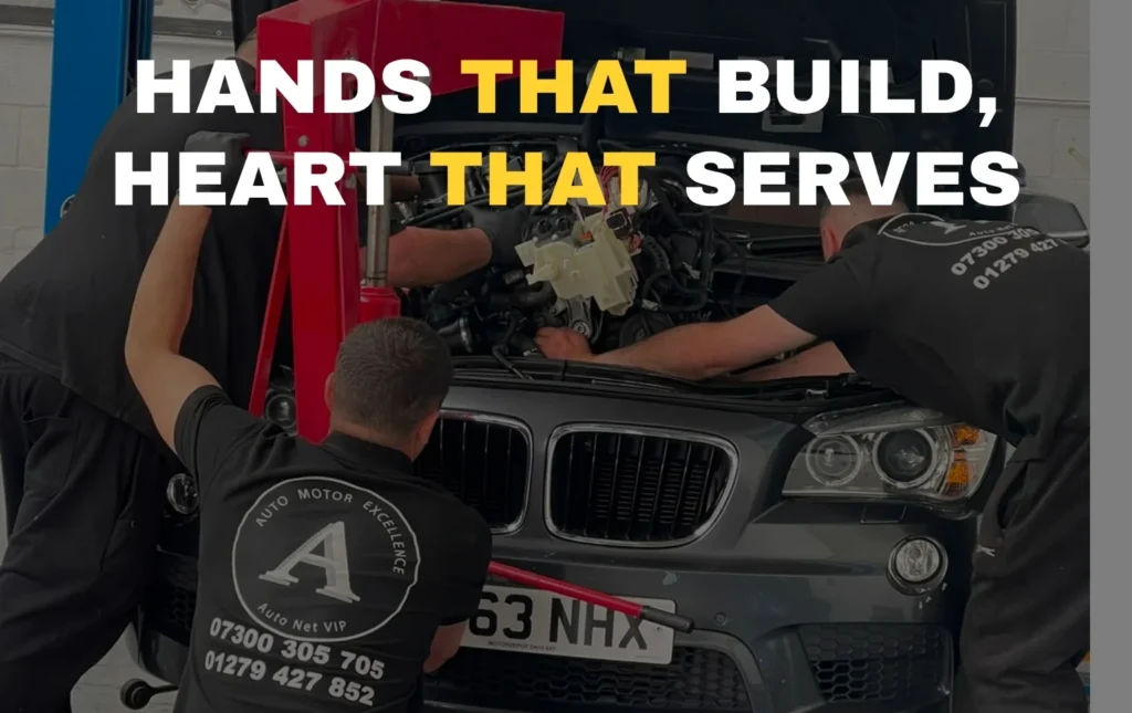 AutoNet-VIP-mechanics-working-on-a-BMW-engine-at-the-Harlow-car-repair-garage