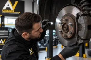 AutoNet-VIP-mechanic-inspecting-Warped-Brake-Rotors-and-brake-components-during-a-workshop-brake-check