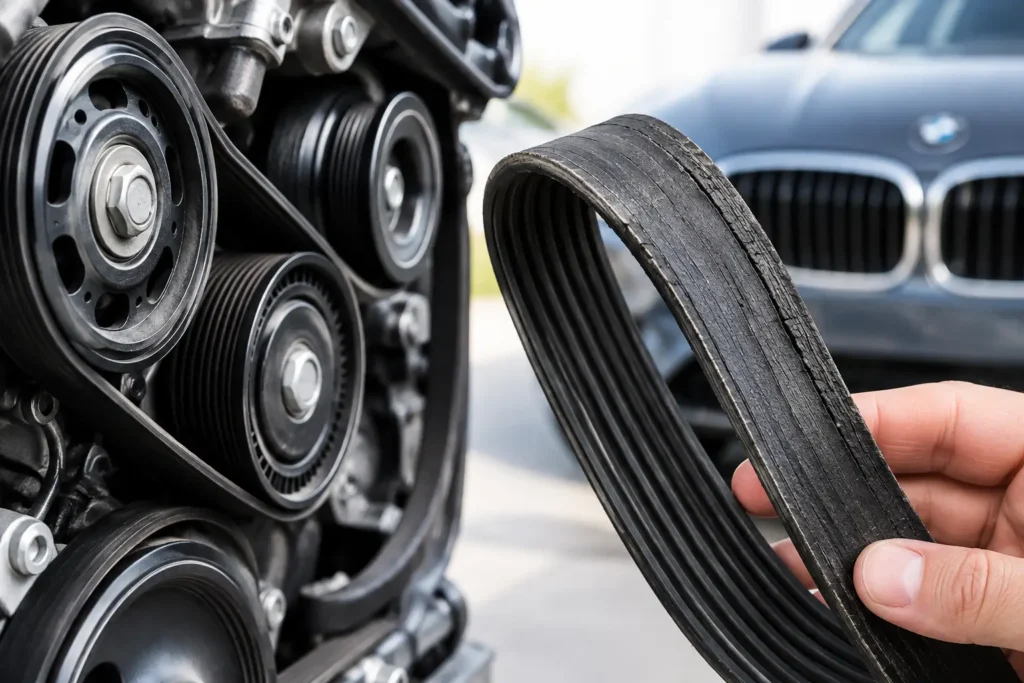 BMW Badly Worn Auxiliary Drive Belt Warning