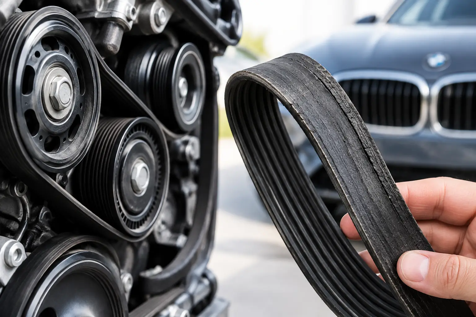 BMW Badly Worn Auxiliary Drive Belt Warning
